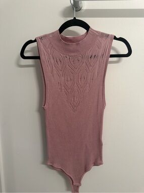 Free People Sleeveless Mock Neck Bodysuit - Mauve Pink